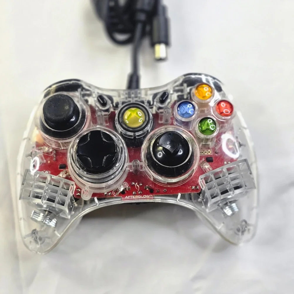 PDP Xbox 360 Afterglow Wired Controller PL-3702 Clear Red PCB Lighting